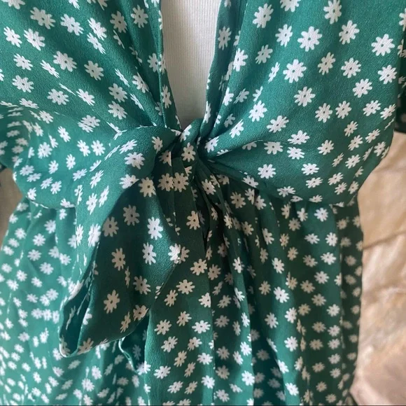 Green Ruffled Tue-Front Sundress - Picture 4 of 6